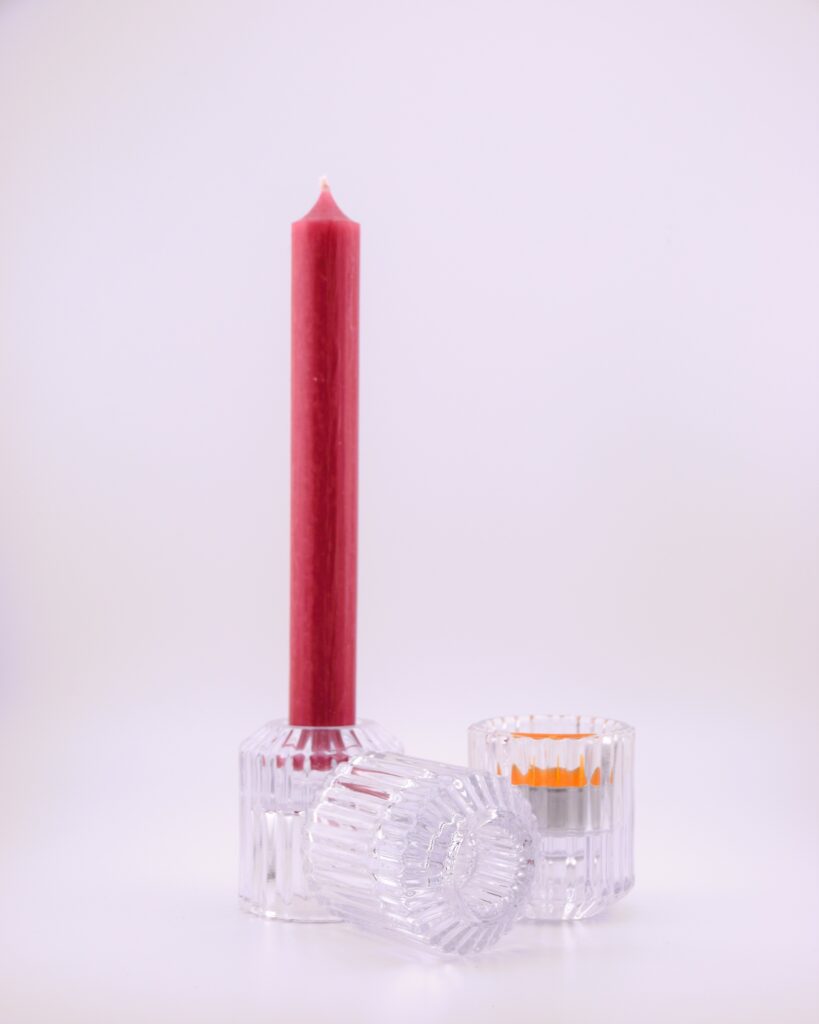 Teelichhalter-Kerzenständer-Glas-transparent-klar-geriffelt-Dekorationsverleih-Hannover