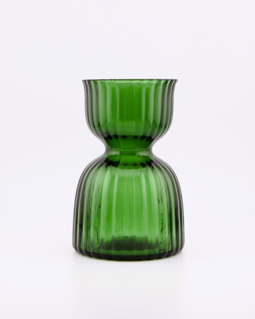 Vase-grün-geriffelt-tranparent-Dekorationsverleih-Hannover