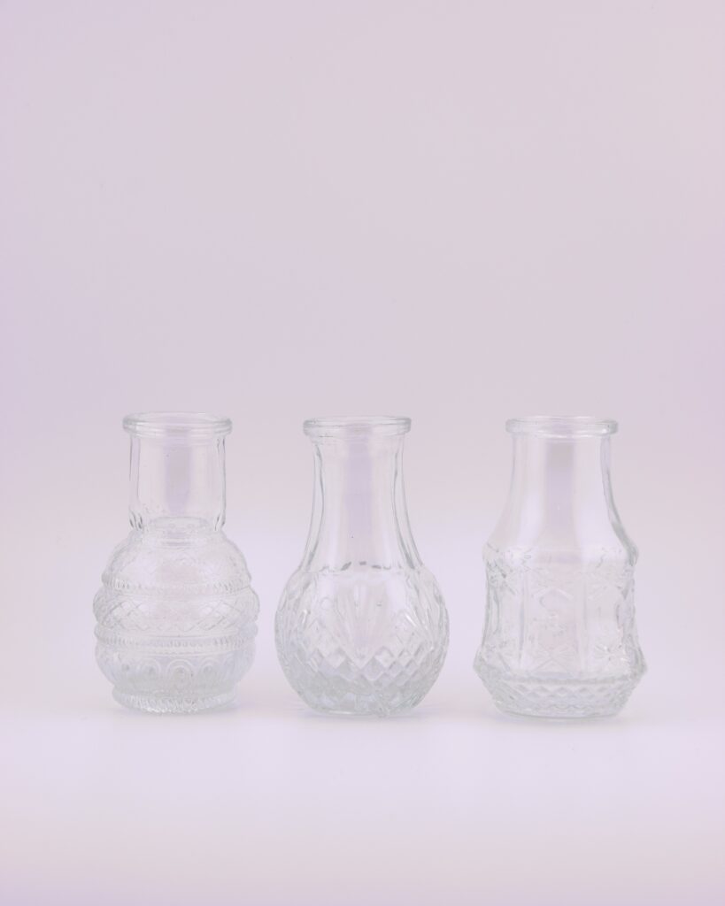 Vase-3er-Set-tranparent-Dekorationsverleih-Hannover