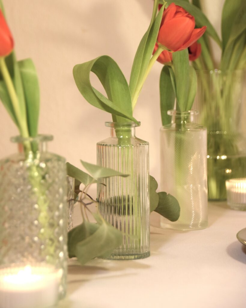 Glasflasche-Vase-tranparent-transparent-Dekorationsverleih-Hannover