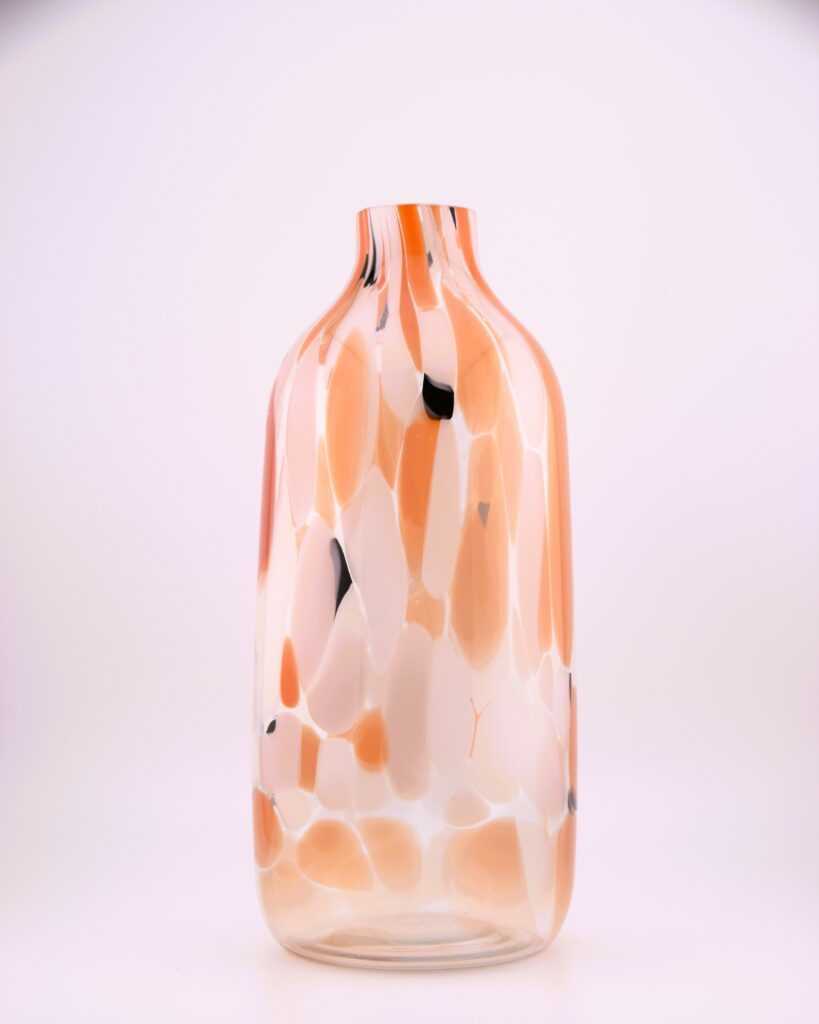 Vase-groß-tranparent-weiß-orange-Dekorationsverleih-Hannover